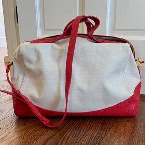 Neely and Chloe Canvas and Red Leather Bag